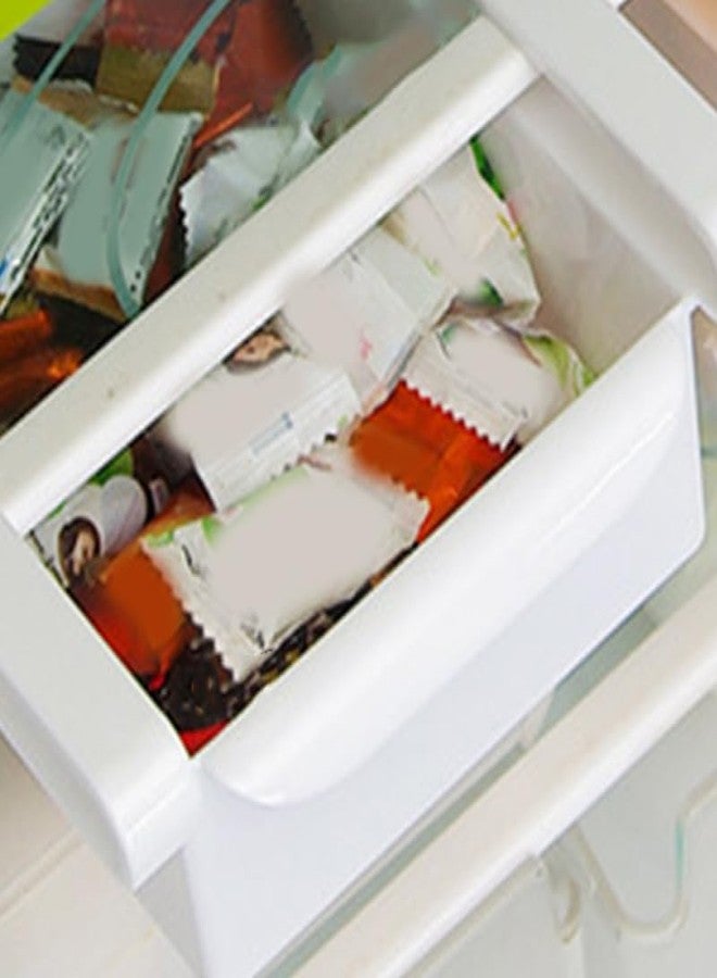 Sunicon Fridge Drawer Organizer, Plastic White Refrigerator Organizer Bins, Refrigerator Food Case Storage Kitchen Organizer Pull Out with Handle, for Fridge Shelf Under 0.5 inch(15.5 x 16.5 x 7cm) - Image 5